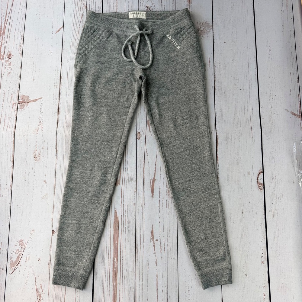 Abercrombie & Fitch Heather Gray Quilted Pocket Jogger Sweatpants Small